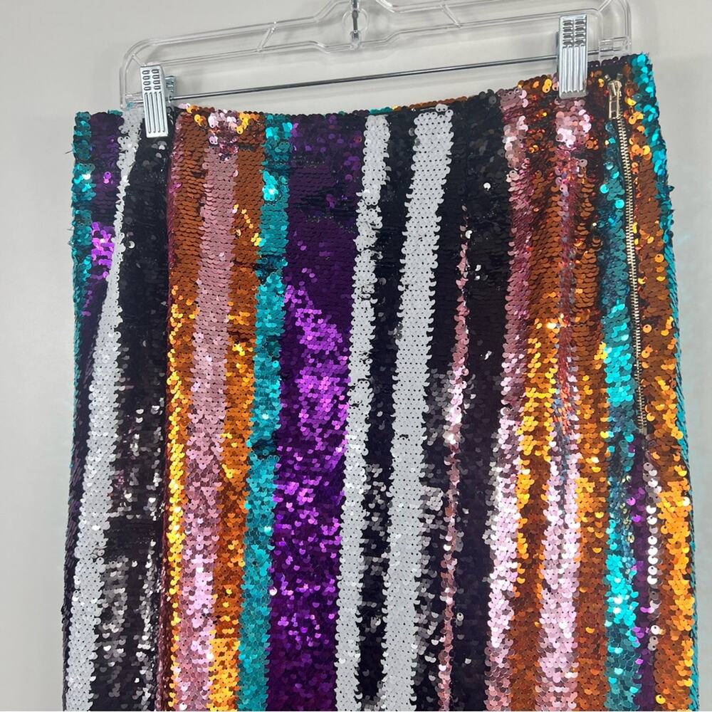 Gracia Vibrant Sequin Striped Pencil Skirt - Picture 2 of 12